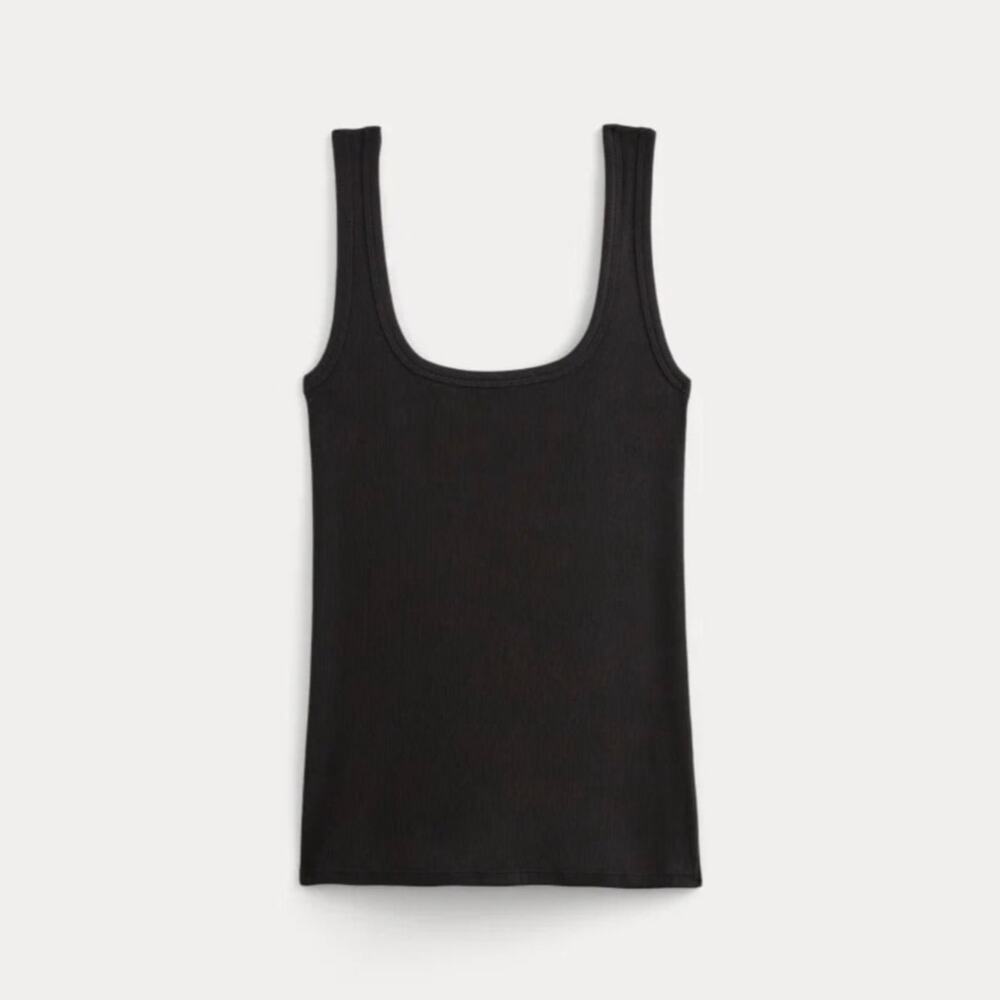 Everlane The Luxe Rib Square Neck Tank Black Size XXS NWT